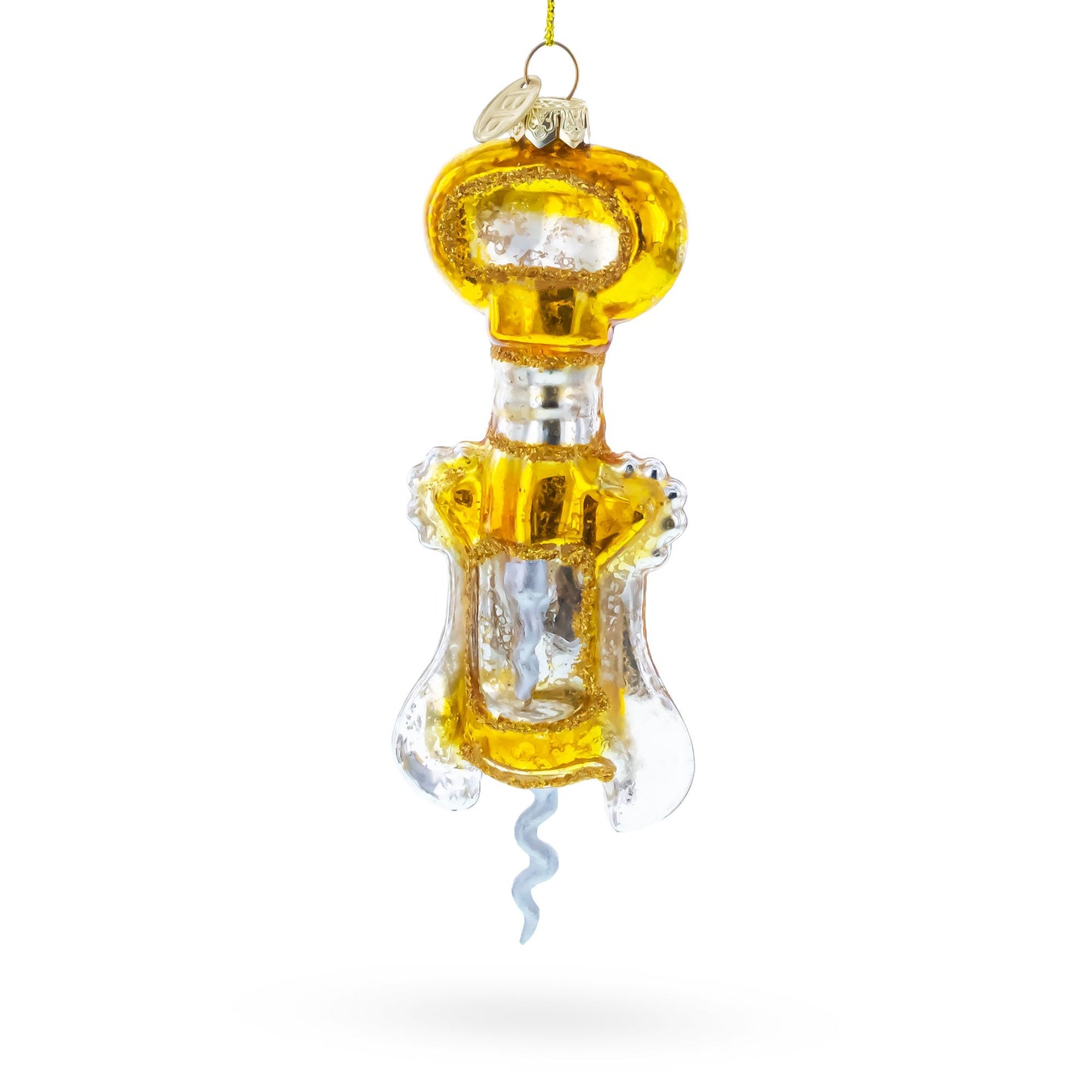 Gold and Silver Corkscrew Glass Christmas Ornament