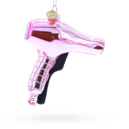 Pink Hairdryer with Scissors and Comb Glass Christmas Ornament