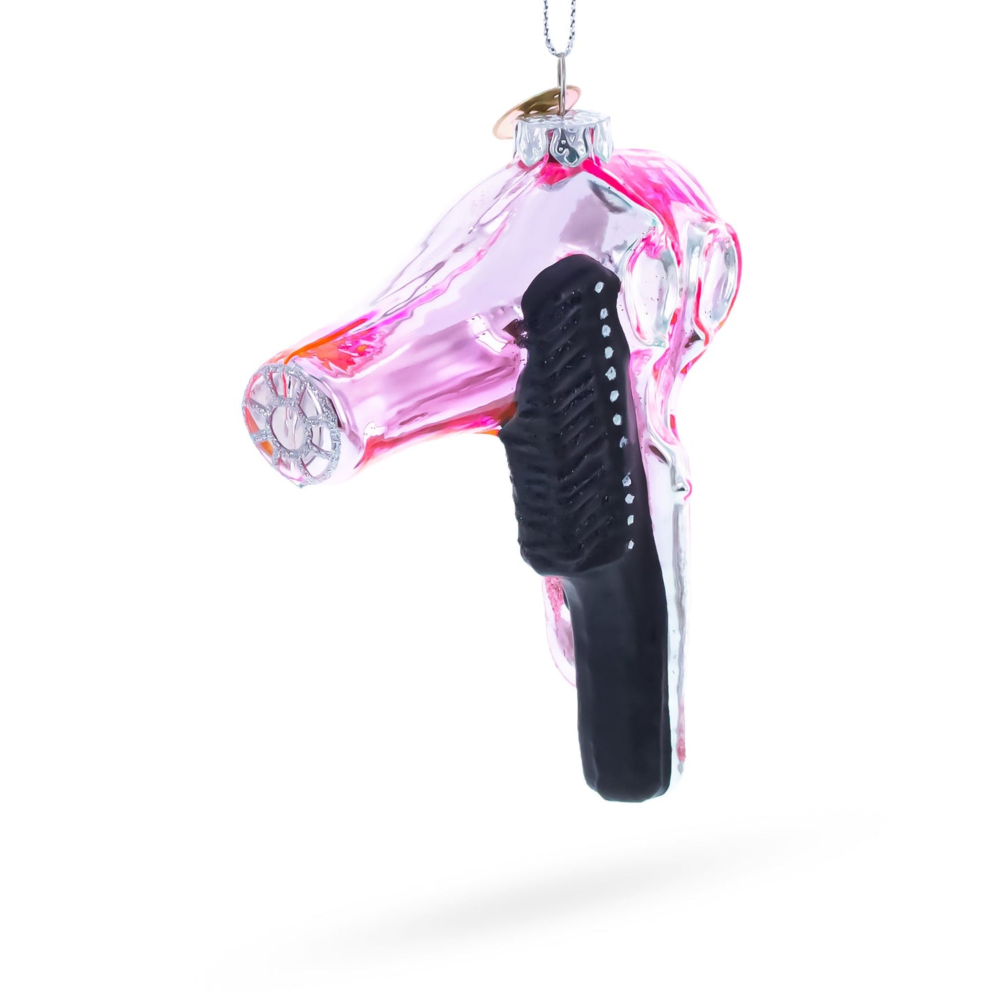 Pink Hairdryer with Scissors and Comb Glass Christmas Ornament