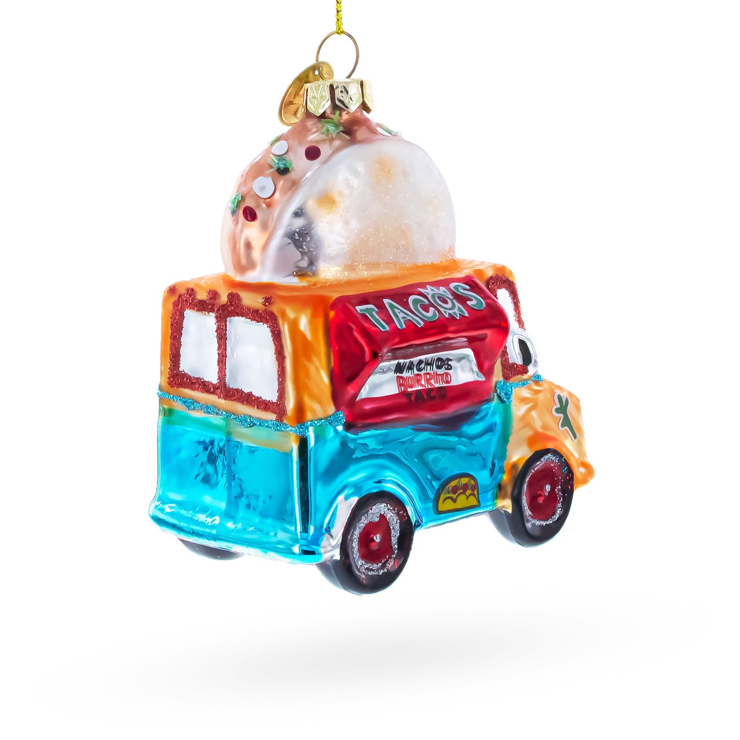 Taco Truck Glass Christmas Ornament