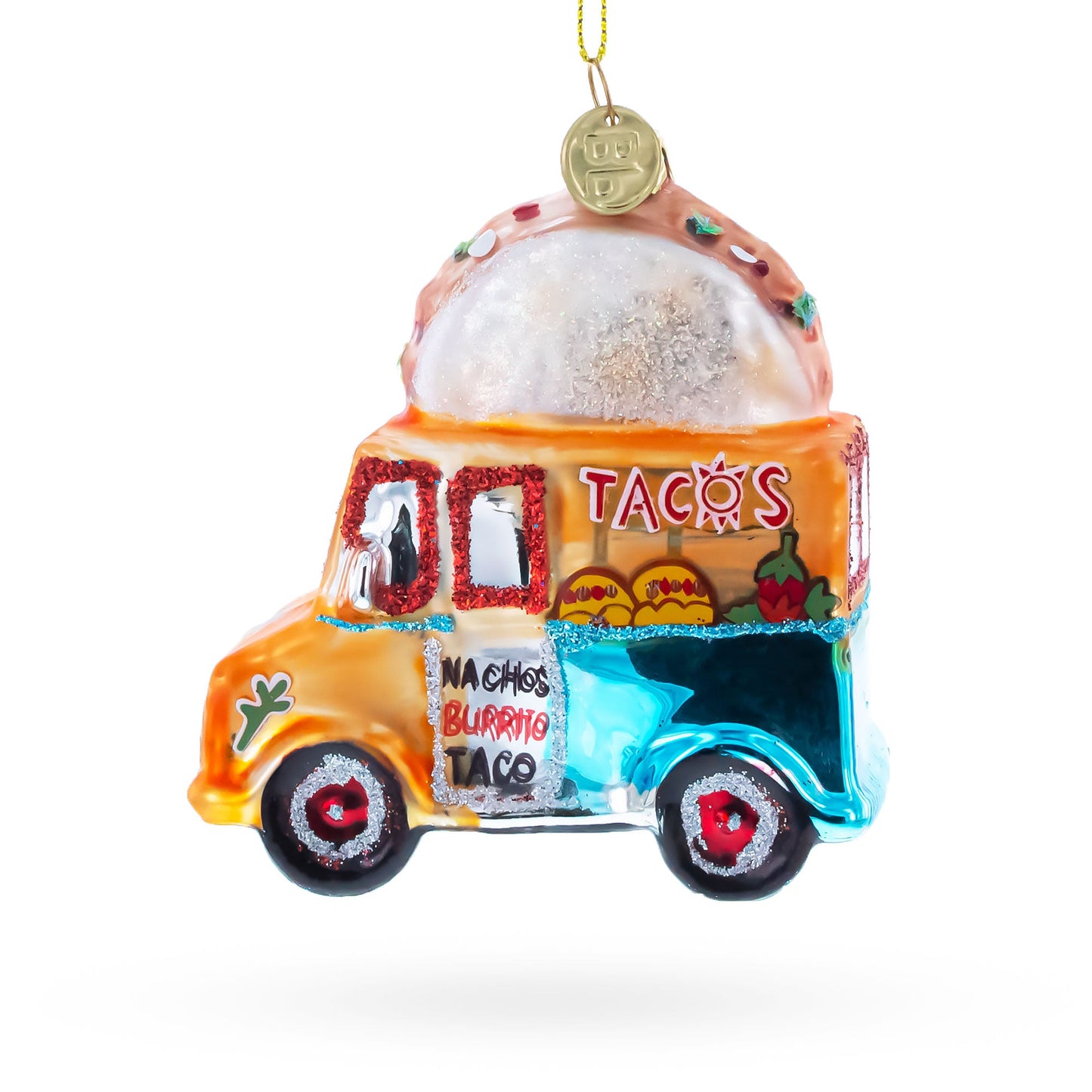 Taco Truck Glass Christmas Ornament