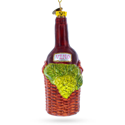 Red Wine Bottle Glass Christmas Ornament