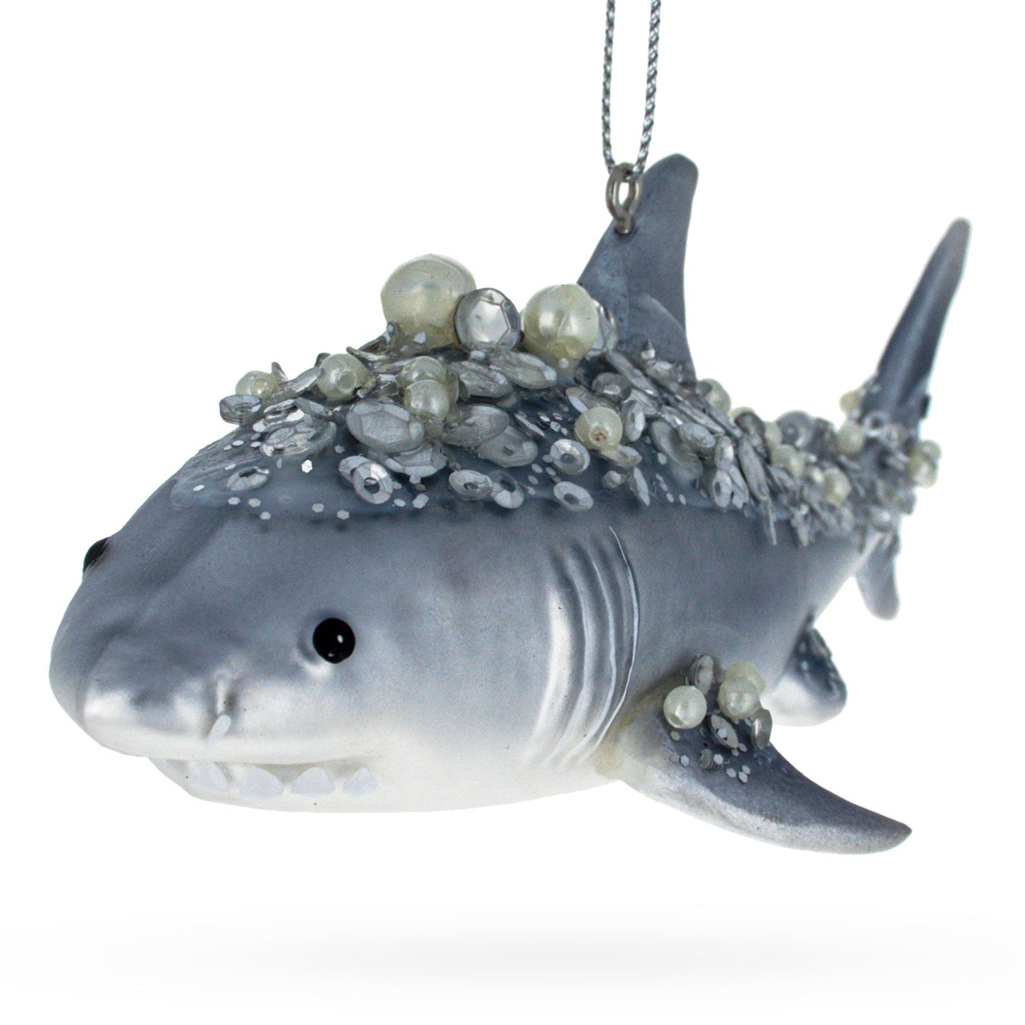 Beaded Shark Glass Christmas Ornament