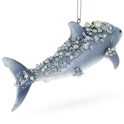 Beaded Shark Glass Christmas Ornament