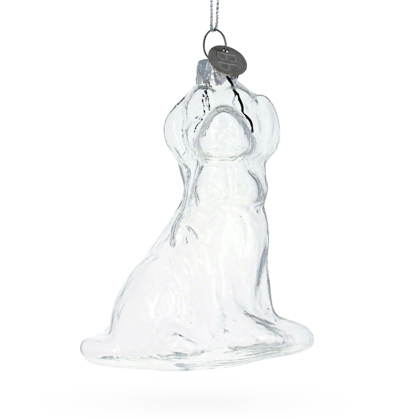 Dog with Festive Bow Clear Glass Christmas Ornament