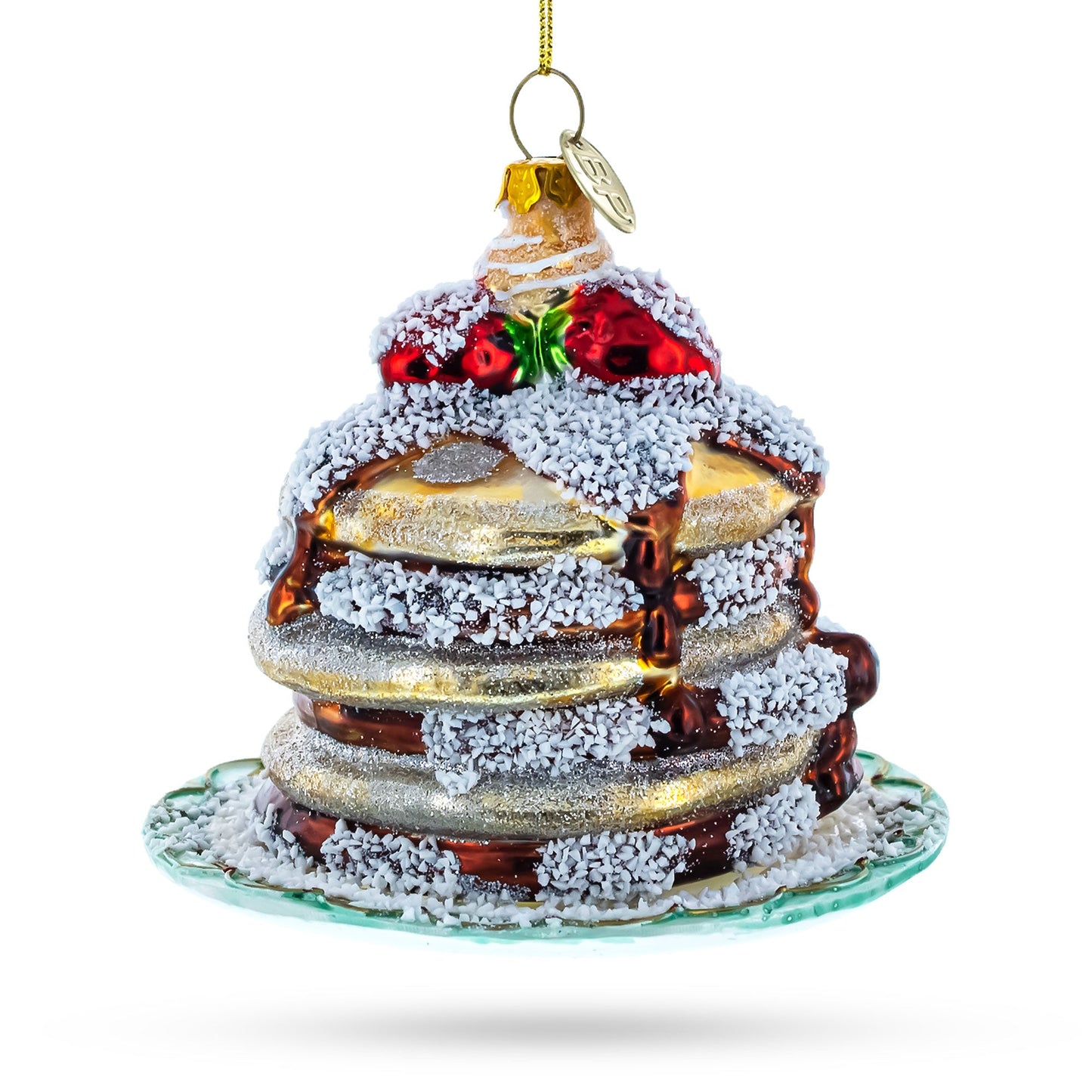 Pancakes with Maple Syrup Glass Christmas Ornament
