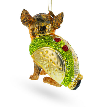 Colorful Fiesta Taco Chihuahua - Blown Glass Christmas Ornament
