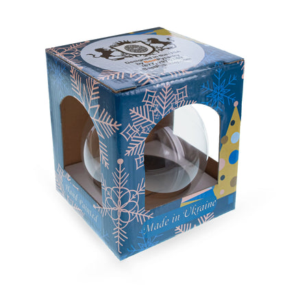 Blue and Pearl Jewel-Embellished Glass Ball Ornament 3.25 Inches