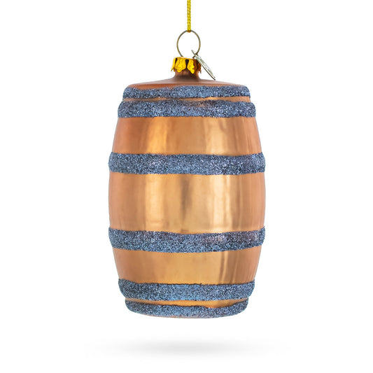 Aged Whiskey Barrel Glass Christmas Ornament