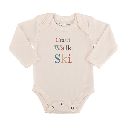 long sleeve graphic bodysuit | crawl walk ski