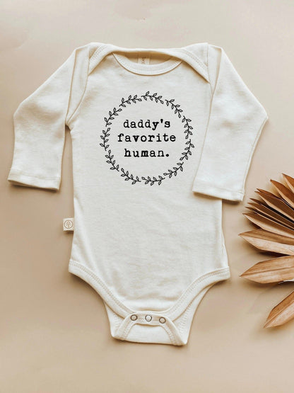 Daddy's Favorite Human Long Sleeve Onesie®, Baby, Girl, Boy, Infant, Toddler, Newborn, Organic, Bodysuit, Outfit, One Piece, Gender Neutral