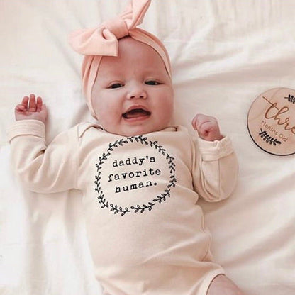 Daddy's Favorite Human Long Sleeve Onesie®, Baby, Girl, Boy, Infant, Toddler, Newborn, Organic, Bodysuit, Outfit, One Piece, Gender Neutral