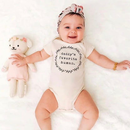 Daddy's Favorite Human Onesie®, Baby, Girl, Boy, Infant, Toddler, Newborn, Organic, Bodysuit, Outfit, One Piece, Unisex,Gender Neutral,Words