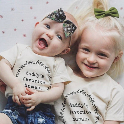 Daddy's Favorite Human Onesie®, Baby, Girl, Boy, Infant, Toddler, Newborn, Organic, Bodysuit, Outfit, One Piece, Unisex,Gender Neutral,Words