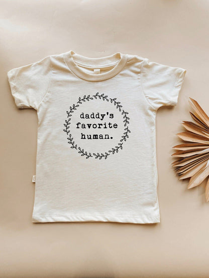Daddys Favorite Human Organic Tee for Kids, Organic Kids T-shirt, Kids Graphic Tee, Organic Cotton, Children's Gift, Unisex Word Design,
