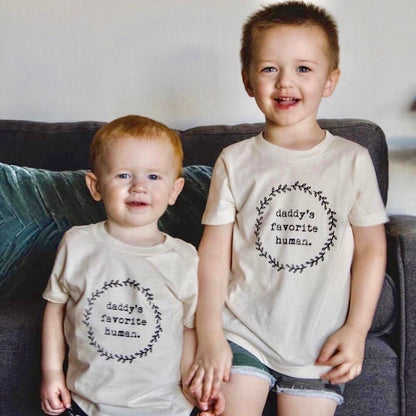 Daddys Favorite Human Organic Tee for Kids, Organic Kids T-shirt, Kids Graphic Tee, Organic Cotton, Children's Gift, Unisex Word Design,