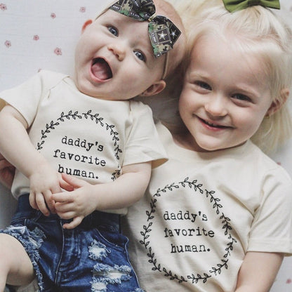Daddys Favorite Human Organic Tee for Kids, Organic Kids T-shirt, Kids Graphic Tee, Organic Cotton, Children's Gift, Unisex Word Design,