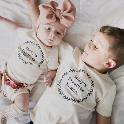 Daddys Favorite Human Organic Tee for Kids, Organic Kids T-shirt, Kids Graphic Tee, Organic Cotton, Children's Gift, Unisex Word Design,