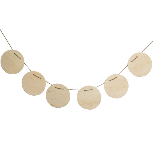 Unfinished Unpainted Wooden 6 Circles Garland DIY Craft 60 Inches