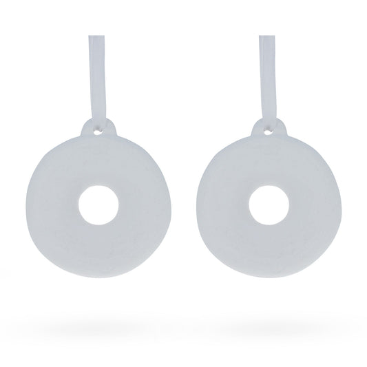 Set of 2 Plaster Donuts Christmas Ornaments 2.6 Inches