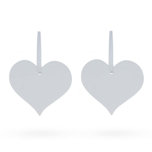 Set of 2 Hearts Plaster Christmas Ornaments 3.2 Inches