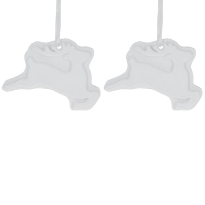 Set of 2 Blank Unfinished White Plaster Reindeer Christmas Ornaments DIY Craft 3.7 Inches
