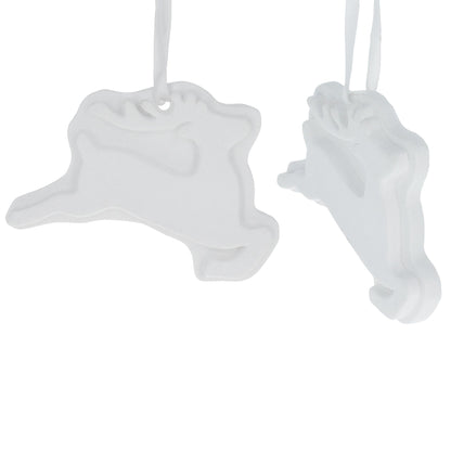 Set of 2 Blank Unfinished White Plaster Reindeer Christmas Ornaments DIY Craft 3.7 Inches