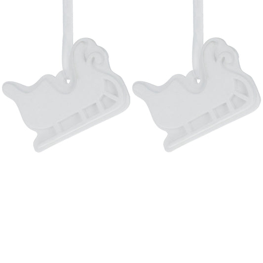 Set of 2 Blank Unfinished White Plaster Sleigh Christmas Ornaments DIY Craft 3.35 Inches