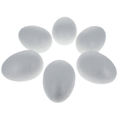Set of 6 White Foam Eggs 2.3 Inches