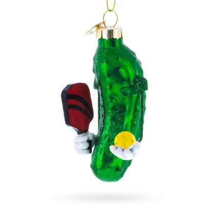 Pickle with Paddle Glass Christmas Ornament