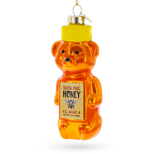 Honey Bear Bottle Glass Christmas Ornament