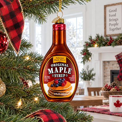 Maple Syrup Bottle Glass Christmas Ornament