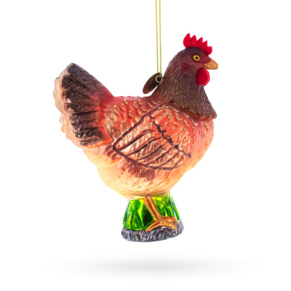 Farmyard Chicken Glass Christmas Ornament
