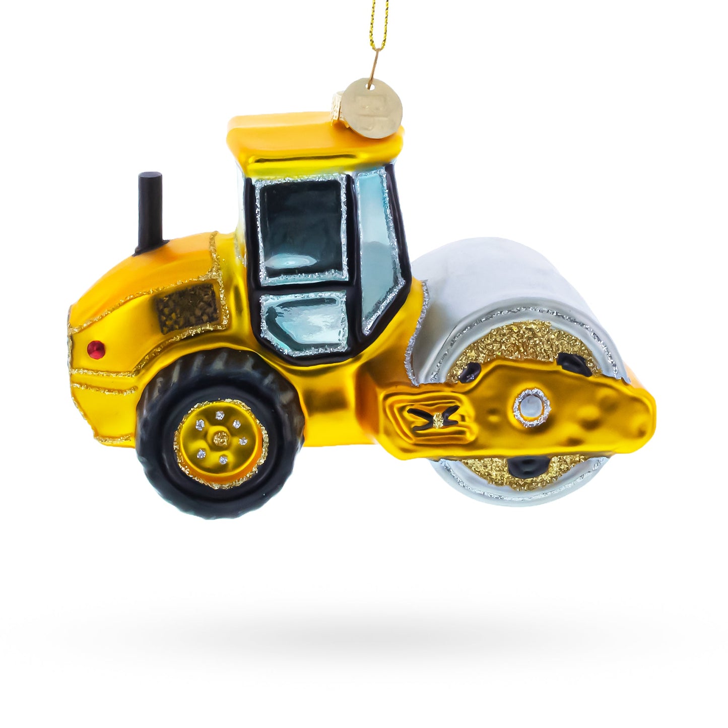 Road Roller Blown Glass Christmas Ornament