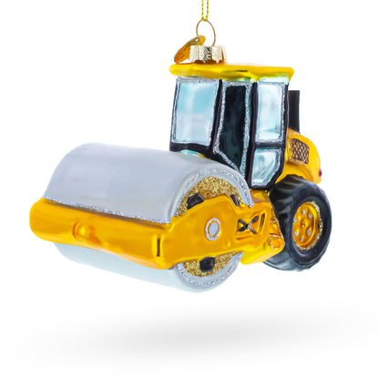Road Roller Blown Glass Christmas Ornament
