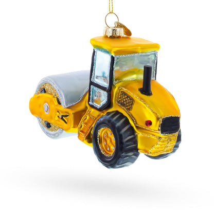 Road Roller Blown Glass Christmas Ornament