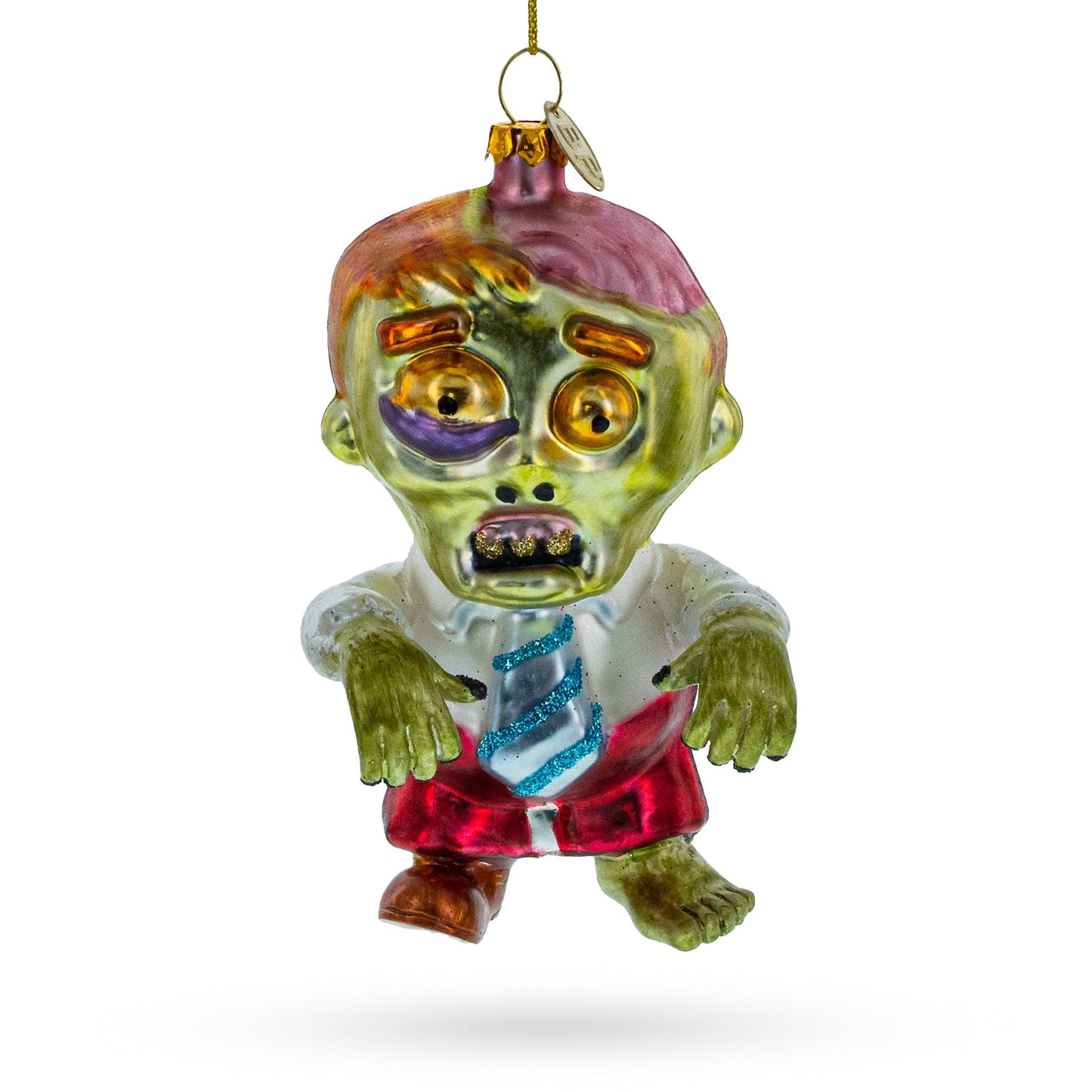 Walking Zombie Glass Christmas Ornament