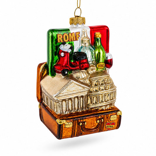 Landmarks of Rome, Italy Glass Christmas Ornament