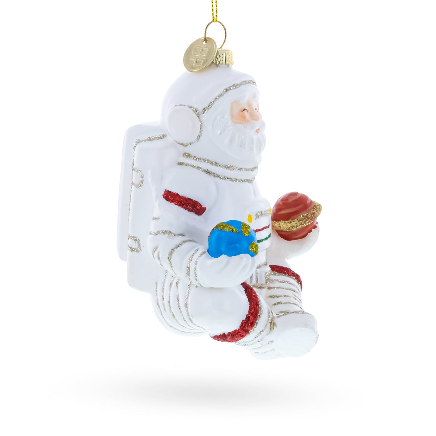 Santa Astronaut Glass Christmas Ornament
