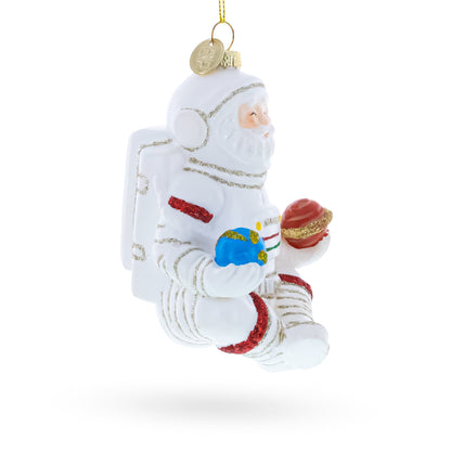 Santa Astronaut Glass Christmas Ornament