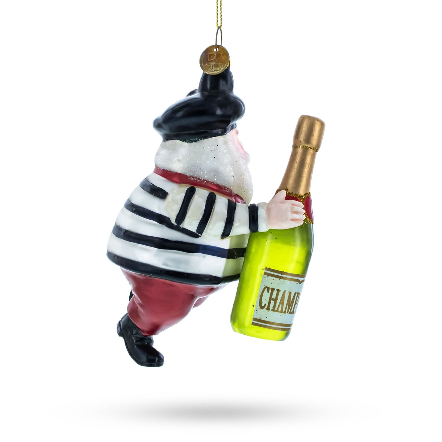 French Santa with Sparkling Wine Glass Christmas Ornament