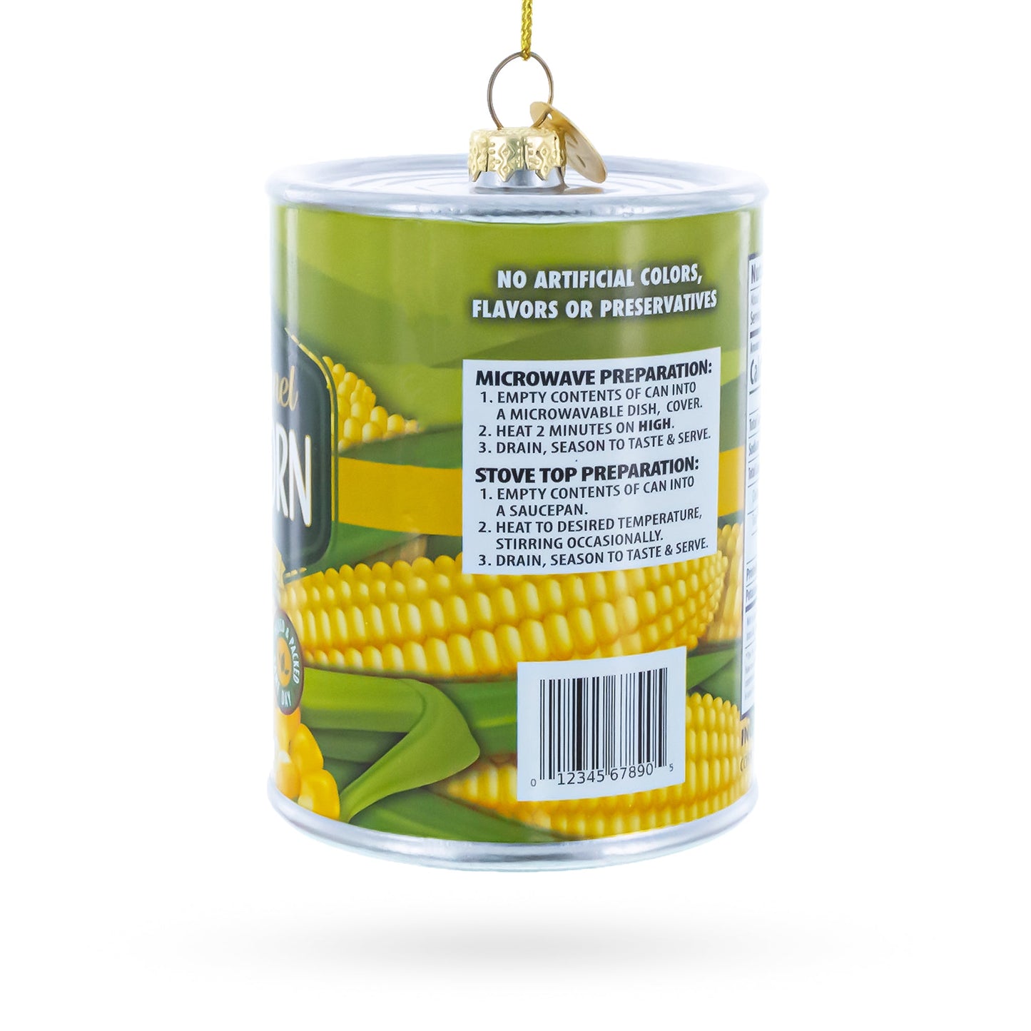 Golden Kernel Sweet Corn Can Glass Christmas Ornament