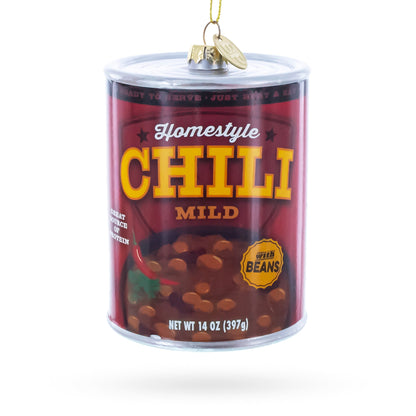 Chili Soup Can Glass Christmas Ornament