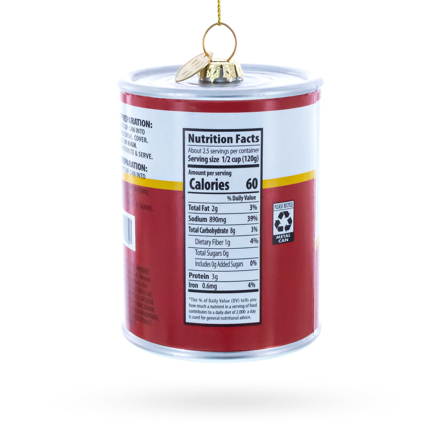 Chicken Noodle Soup Can Glass Christmas Ornament