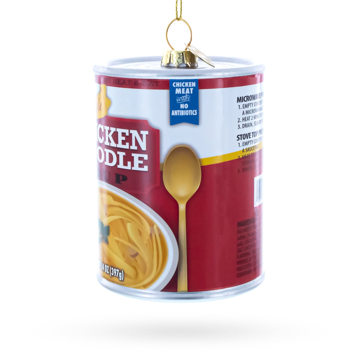 Chicken Noodle Soup Can Glass Christmas Ornament