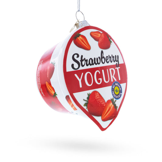 Strawberry Yogurt Glass Christmas Ornament