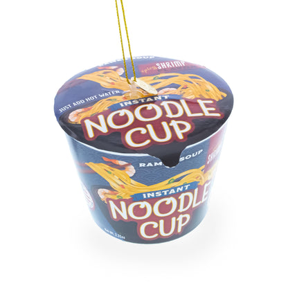 Instant Noodle Ramen Cup Glass Christmas Ornament