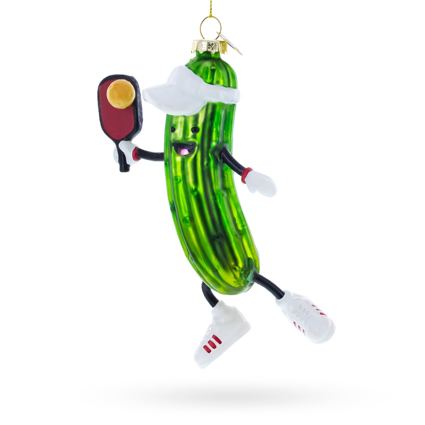 Pickle-Themed Pickleball Glass Christmas Ornament