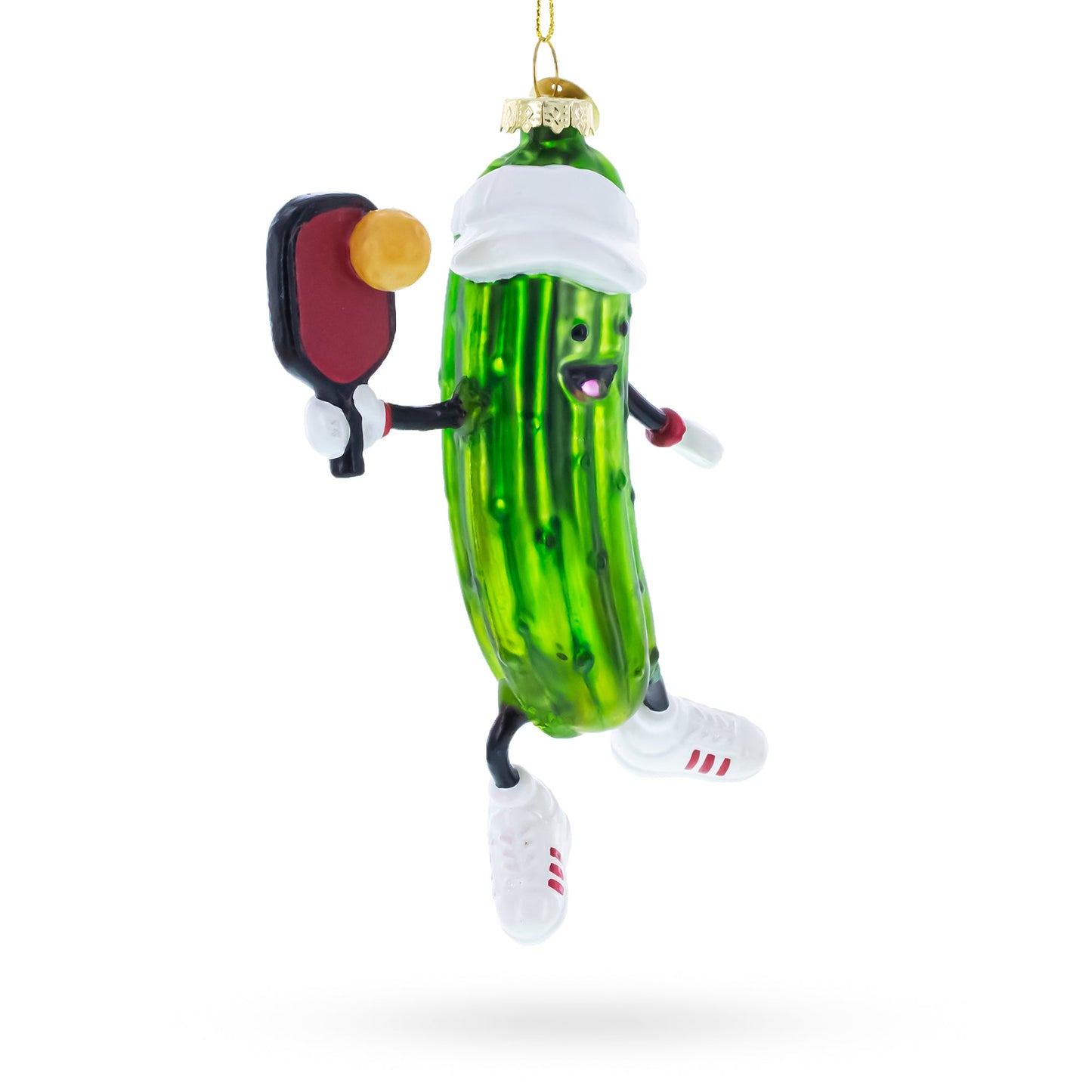 Pickle-Themed Pickleball Glass Christmas Ornament