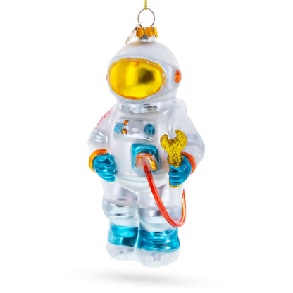 Astronaut with Tool Glass Christmas Ornament